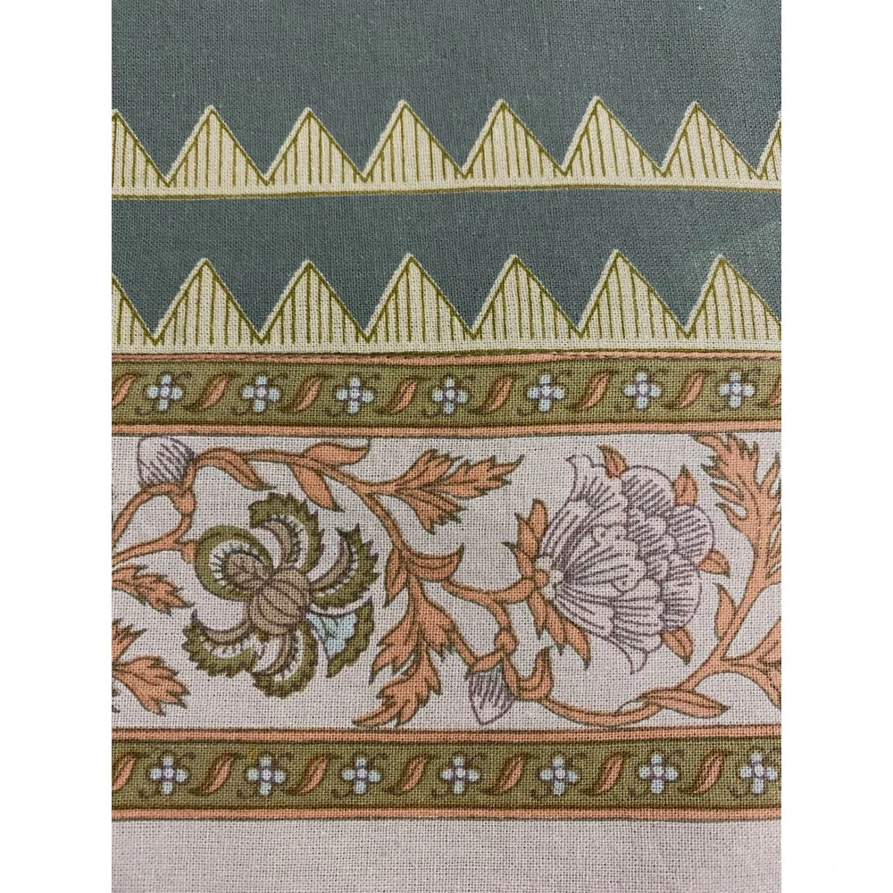 $195 Handprint Beige Tranquil Patchwork Tablecloth 60 x 60